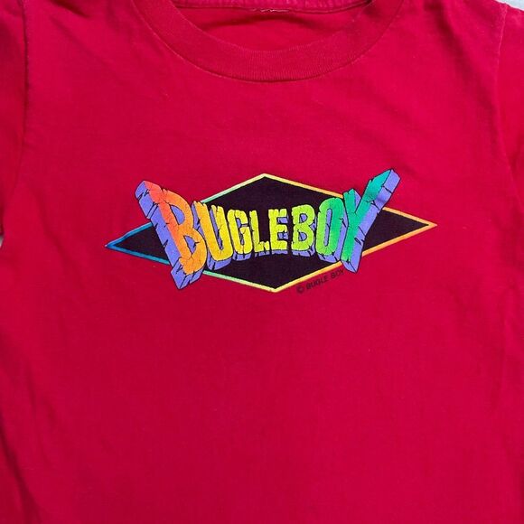 Vintage Bugle Boy 80s 90s Boys Tee Shirt AOP Logo Size 8 - Picture 2 of 8